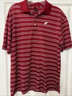 Men's Striped Burgundy Polo Shirt with Embroidered Logo